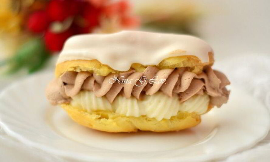 Рецепт эклеров со сливочно-шоколадным кремом