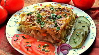 Картофельная запеканка с курицей