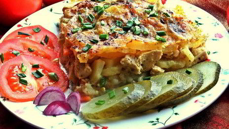 картофельная запеканка с курицей