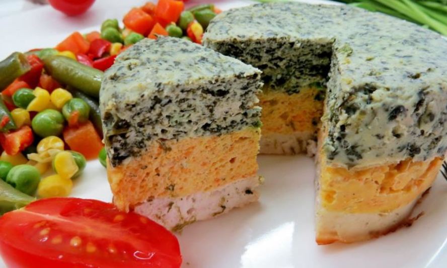 Рецепт разноцветной запеканки с куриным фаршем