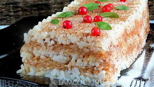 Рисовая запеканка с яблоками и корицей