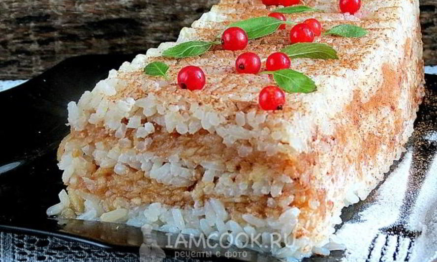 Рецепт рисовой запеканки с яблоками и корицей