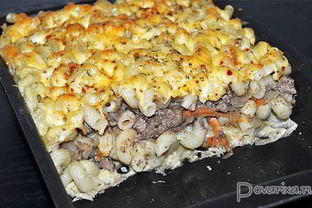 Запеканка из макарон с куриной печенью