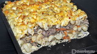 Запеканка из макарон с куриной печенью