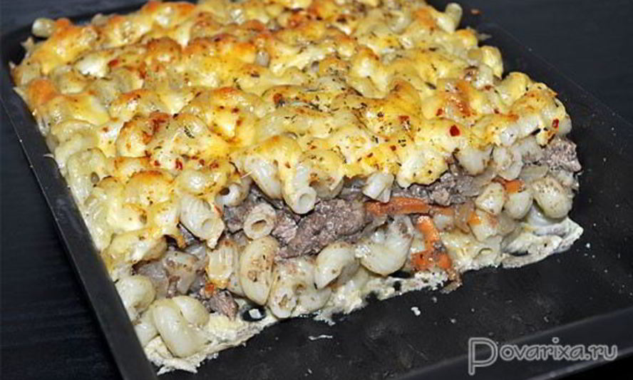 Рецепт запеканки из макарон с куриной печенью