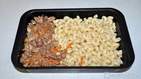 запеканка из макарон с куриной печенью