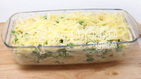 запеканка из макарон с сыром и зеленым горошком