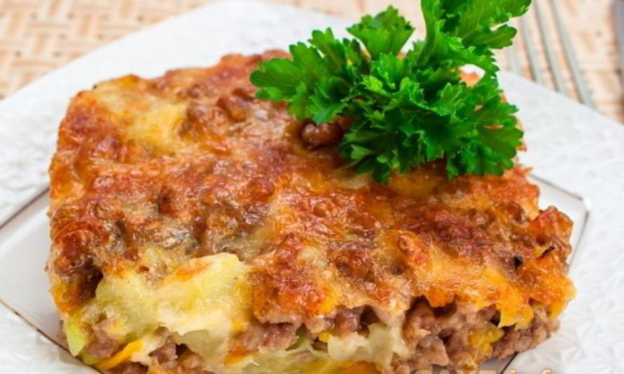 Рецепт запеканки с кабачками и фаршем
