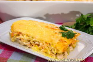 Запеканка с капустой и фаршем