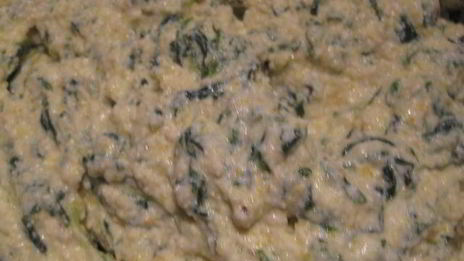 запеканка со шпинатом, рикоттой и полентой