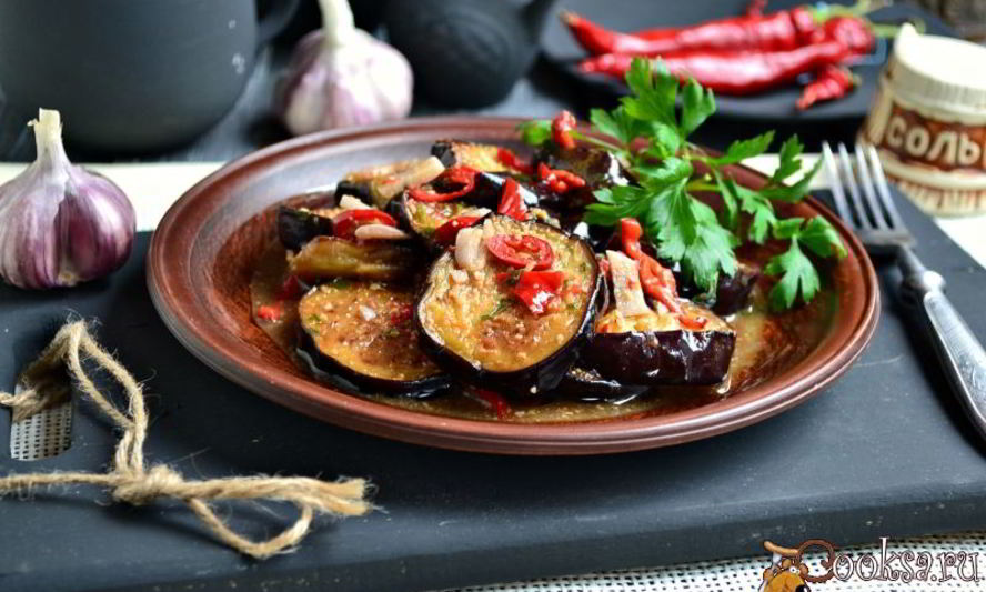 Рецепт баклажанов с острым перцем и аджикой по-грузински