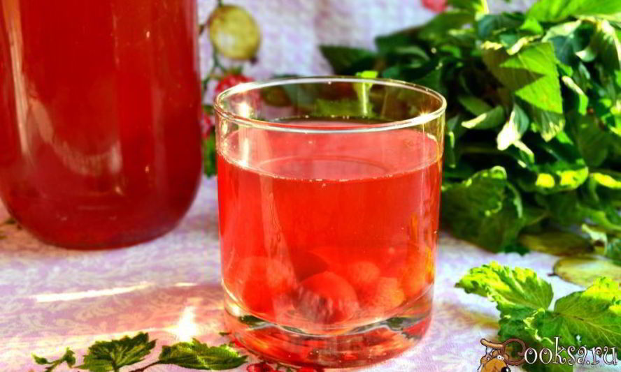 Рецепт компота из клубники и черешни с мятой