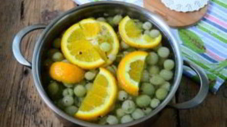 компот из крыжовника с апельсином на зиму