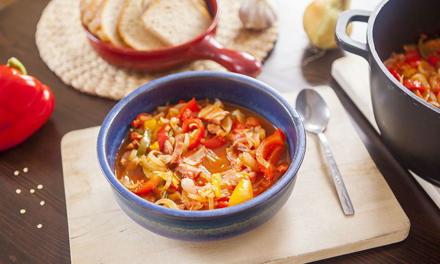 Рецепт лечо с колбасой