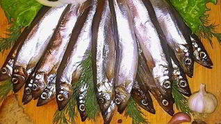 Соленая мойва с чесночком