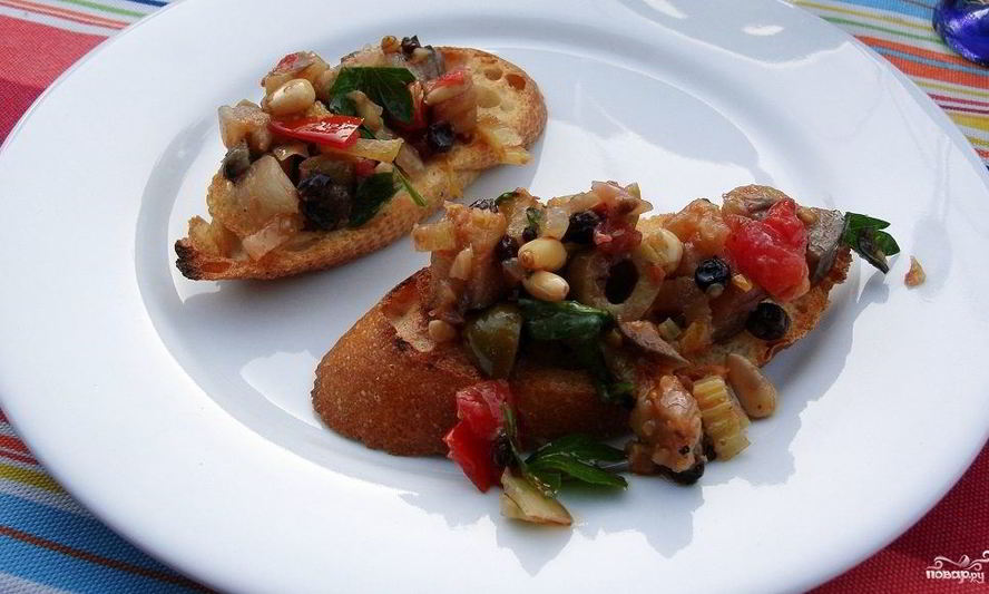 Рецепт брускетты с баклажанами