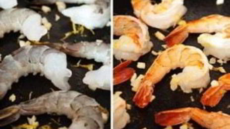 брускетта с зеленым горошком и креветками