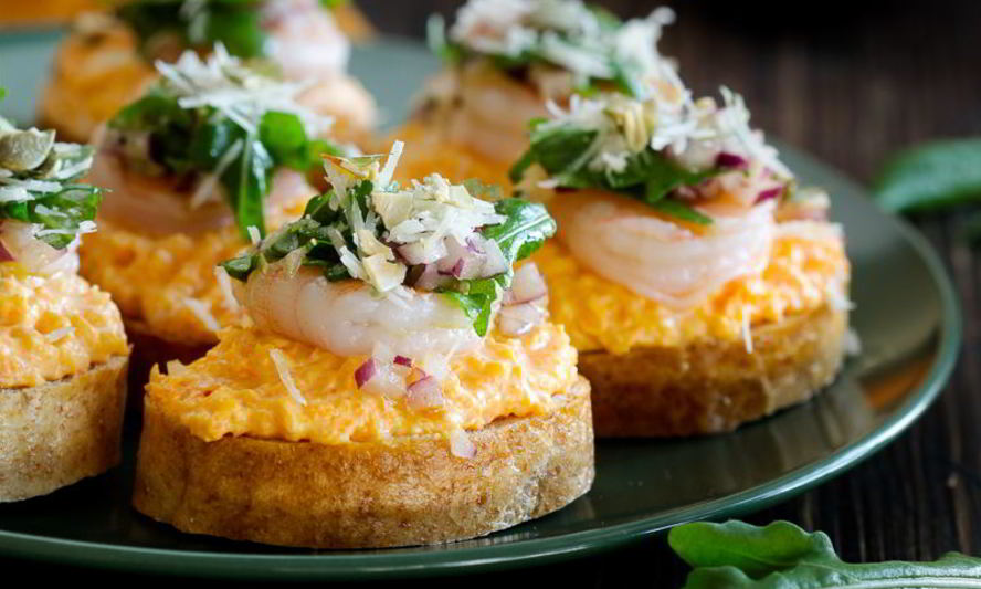 Рецепт брускетт с тыквой и креветками