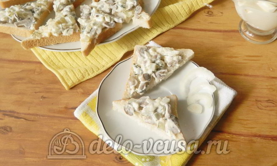 Рецепт бутербродов с шампиньонами и сыром
