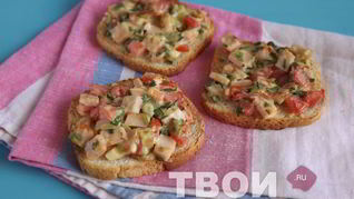 Бутерброды, запеченные с ветчиной