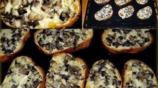 Горячие бутерброды с грибами и сыром