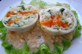 Фаршированные кальмары с рисом и яйцом