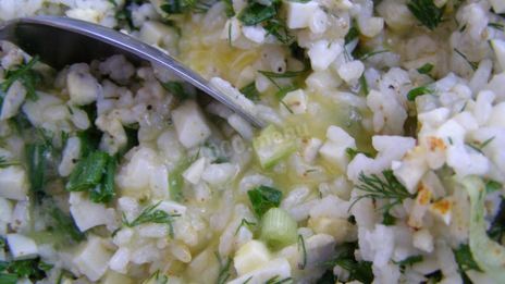 фаршированные кальмары с рисом и яйцом