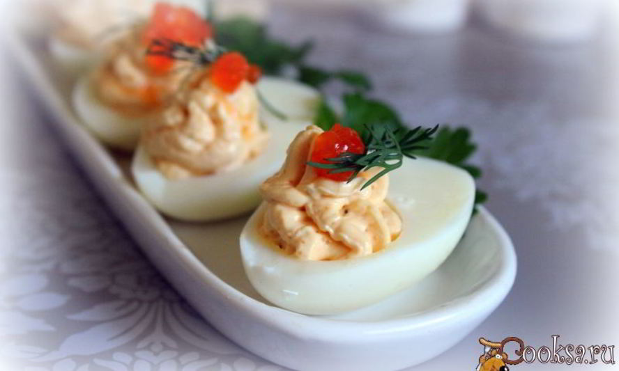 Рецепт фаршированных яиц с икорным кремом