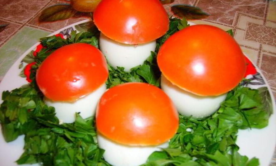 Рецепт яиц фаршированных грибная полянка