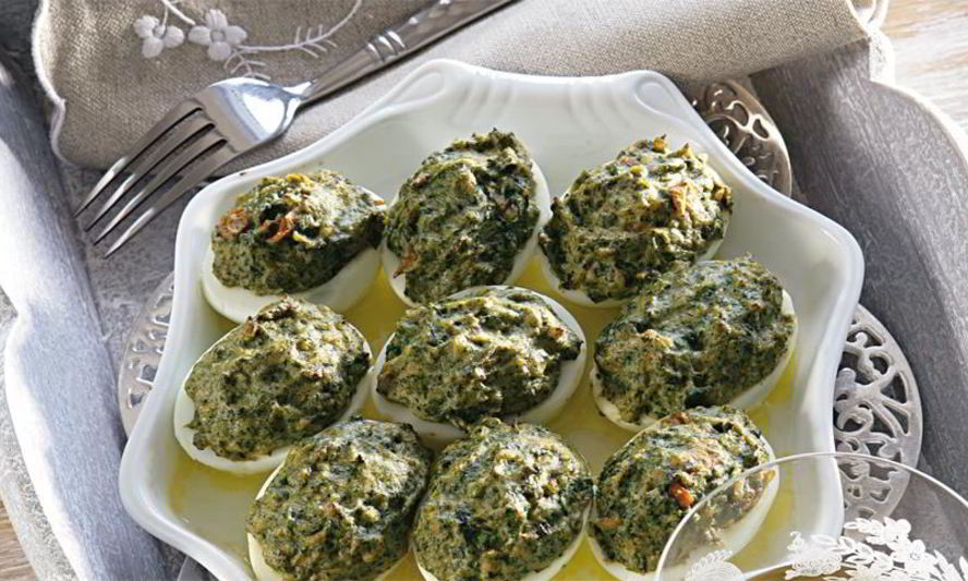 Рецепт яиц, фаршированных шпинатом