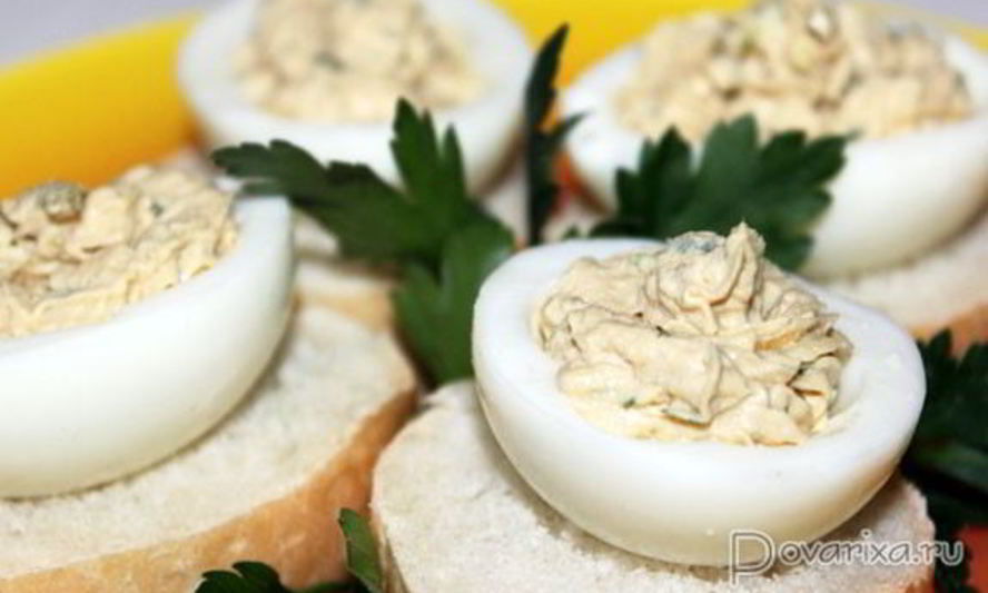 Рецепт яиц, фаршированных тунцом