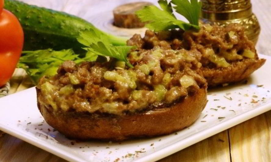 Рецепт гренков с фаршем по-татарски