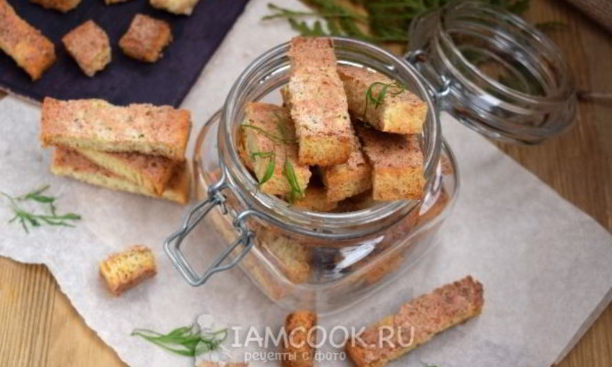 Рецепт гренков с крабово-креветочной пастой