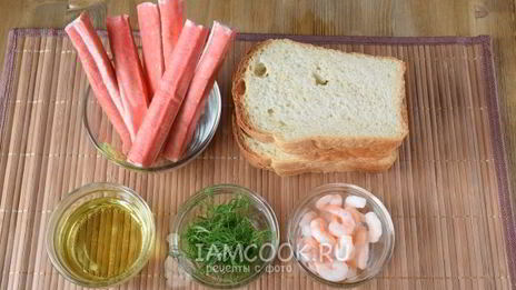 гренки с крабово-креветочной пастой