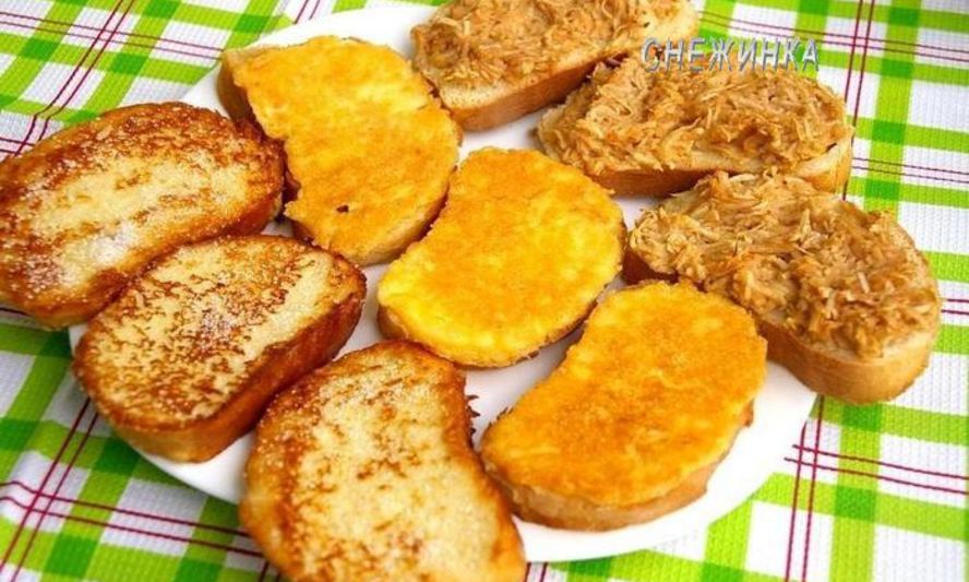 Рецепт гренков сахарных, сырных и запеченные с яблоками