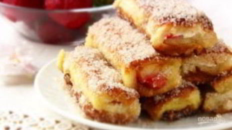 сладкие рулетики-гренки по-французски