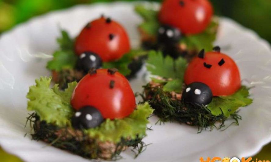 Рецепт бутербродов канапе божья коровка