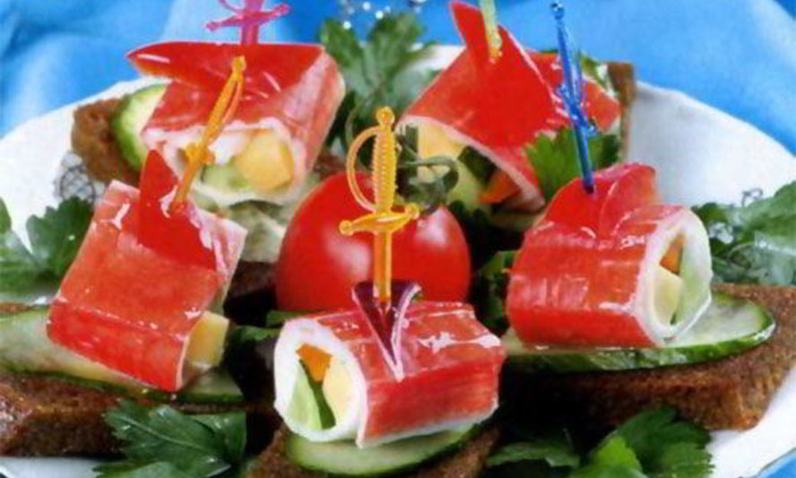 Рецепт канапе с крабовыми палочками