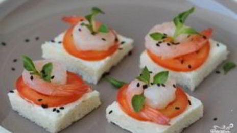 канапе с креветками