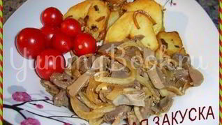 Куриные желудки с чесноком под соевым соусом