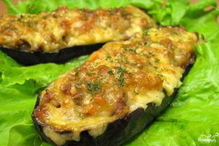 Лодочки из баклажанов с фаршем