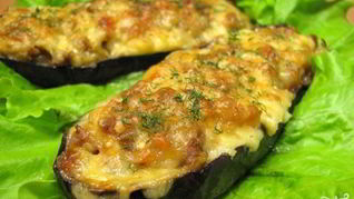 Лодочки из баклажанов с фаршем