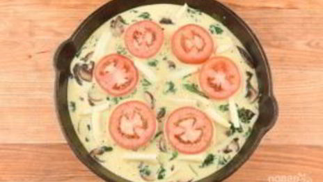 фриттата с грибами и шпинатом