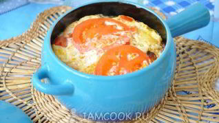 Омлет с горбушей в духовке в горшочке