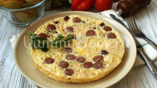 Омлет с колбасками в мультиварке