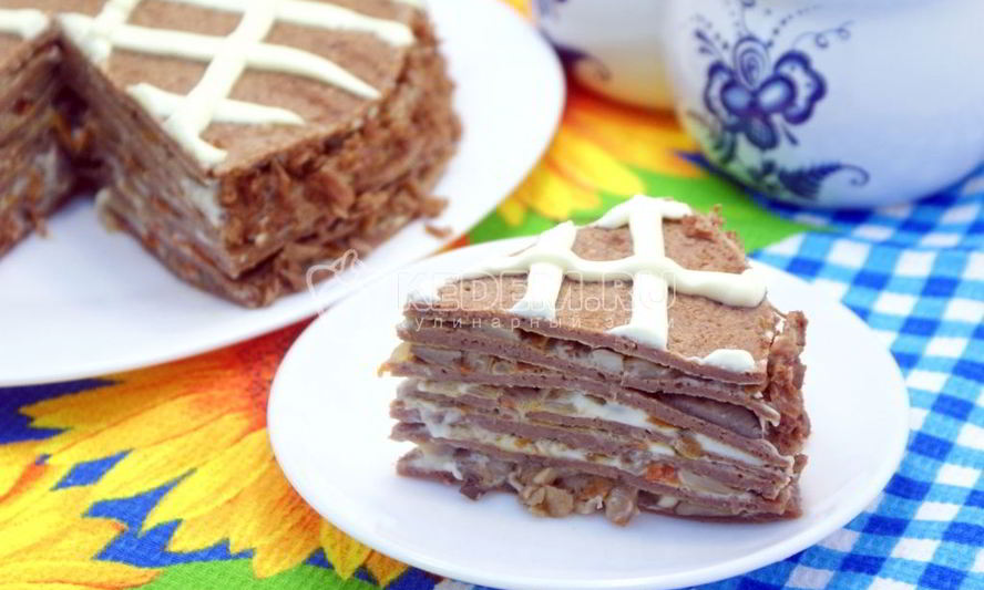 Рецепт блинного торта с печенью