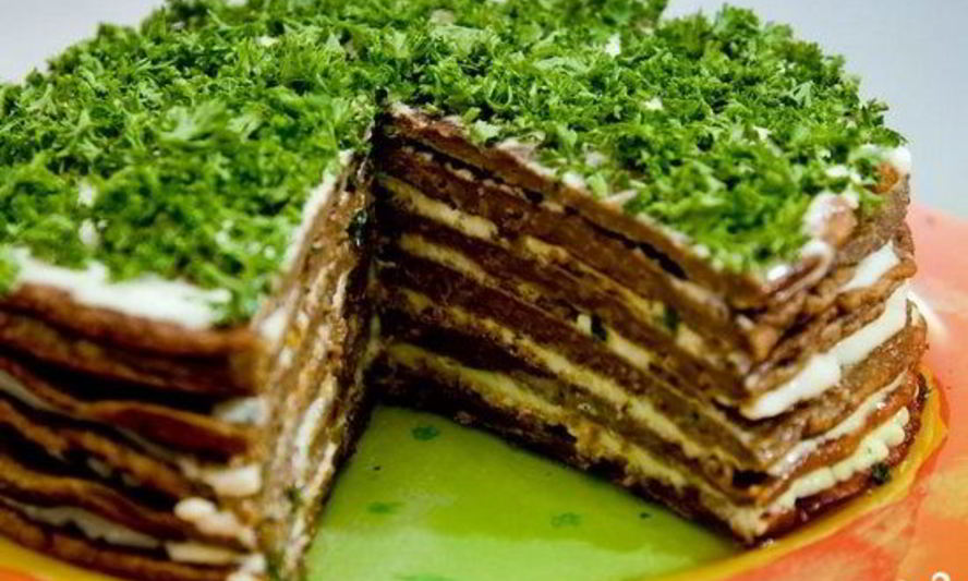 Рецепт печеночного торта с морковью и луком