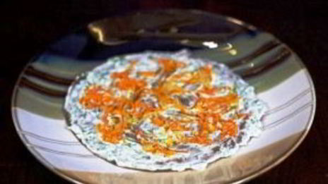 печеночный торт с морковью и луком