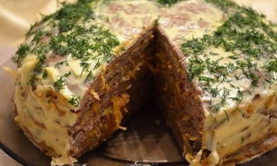 Рецепт торта из куриной печени с морковью