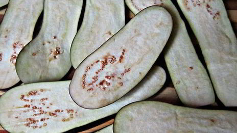 роллы из баклажанов со спагетти